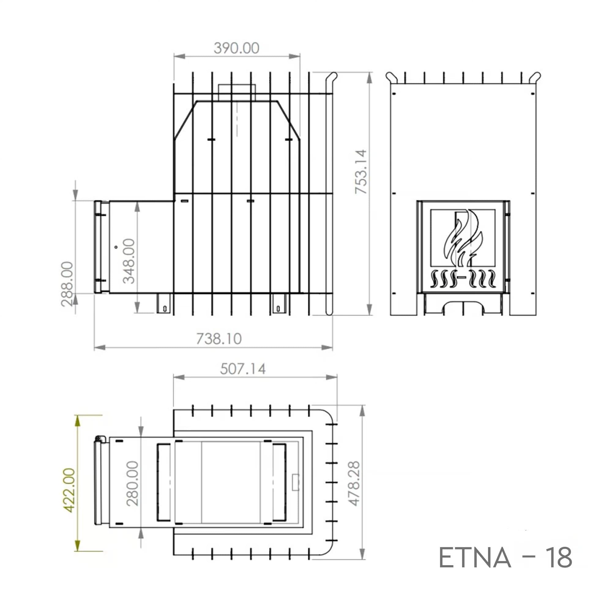 Piec na drewno ETNA 18 - zewnetrzne palenisko - Zwykła miniatura 3