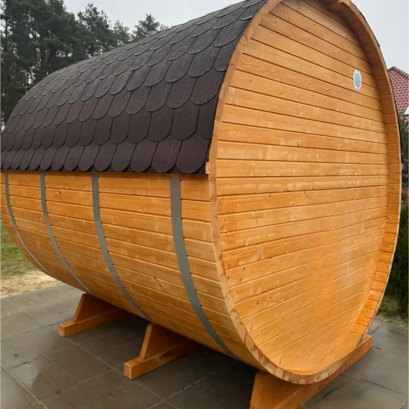 Zewnętrzna sauna beczka 240 cm z piecem elektrycznym - Zwykla thumbnail 2
