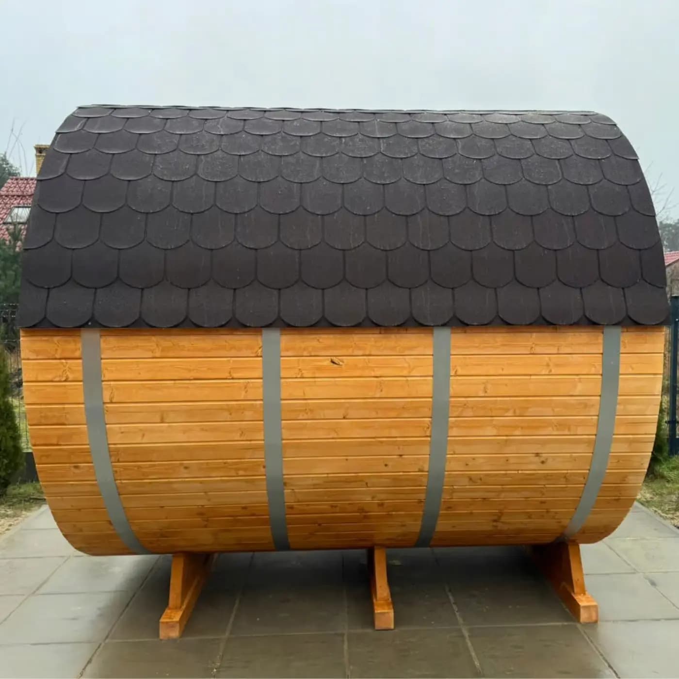 Zewnętrzna sauna beczka 240 cm z piecem elektrycznym - Zwykla thumbnail 3