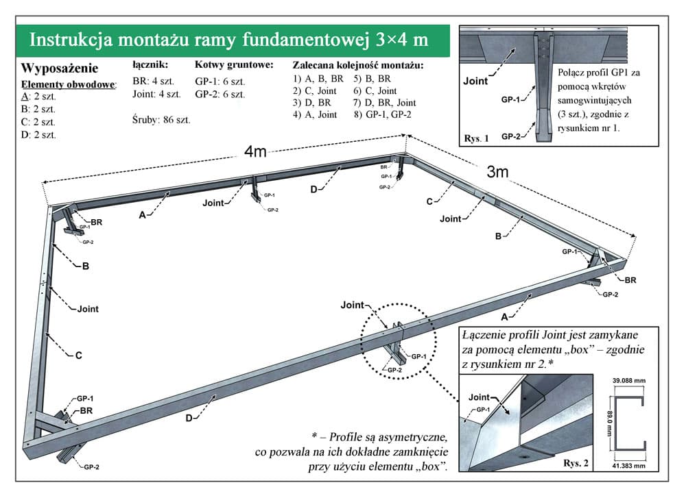 Fundament ocynkowany do szklarnię - 3 m / 4 m miniatura 6