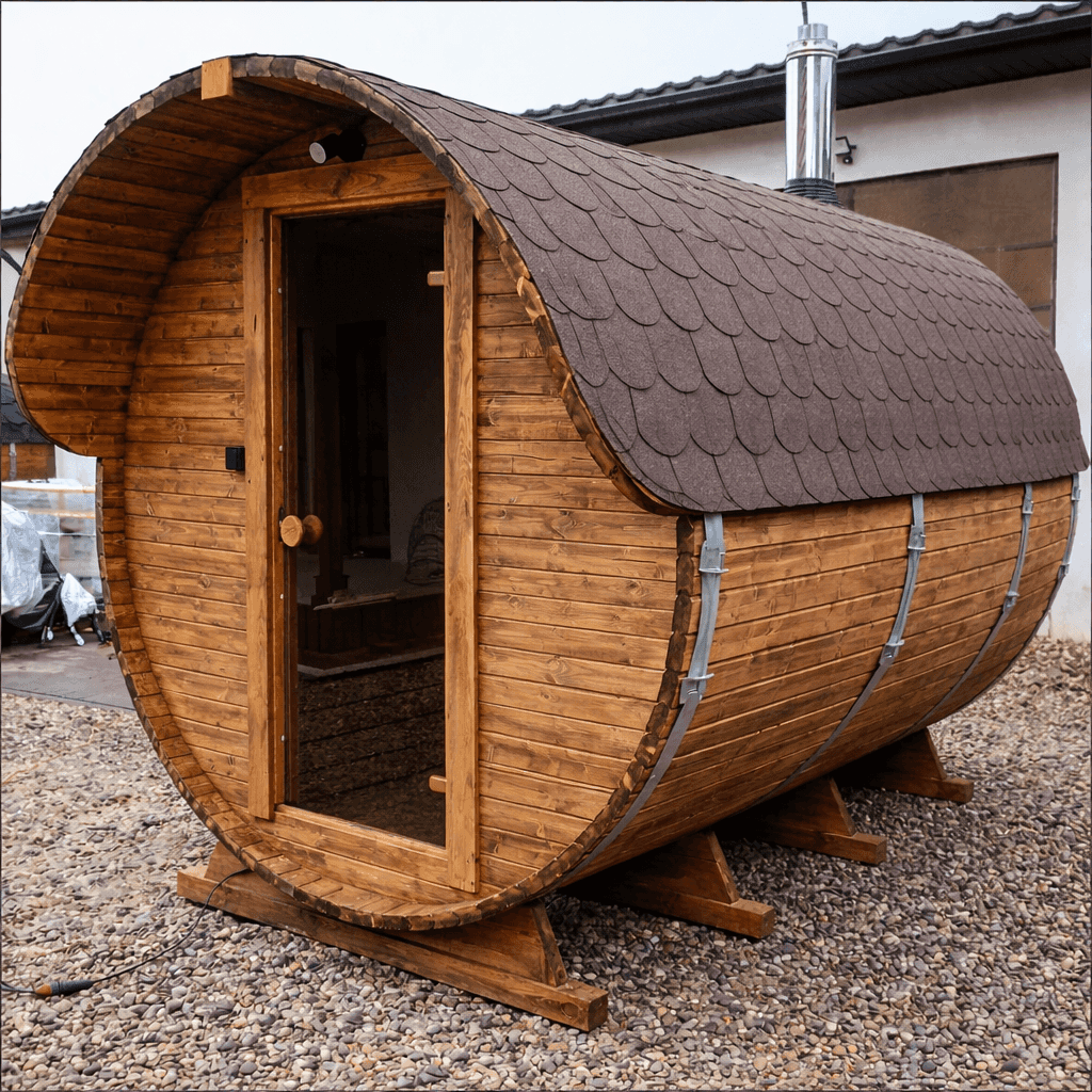 Beczka sauna zewnętrzna 340 cm
